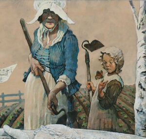 farm woman and daughter